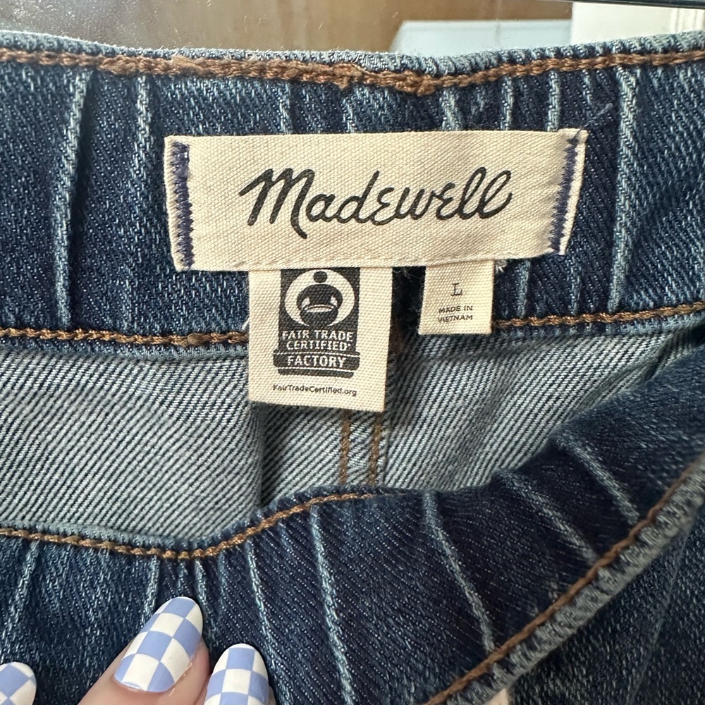 Madewell Denim Relaxed Jeans Large | Elastic Waist Pull-On Fair Trade - Picture 3 of 4